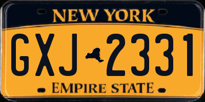 NY license plate GXJ2331