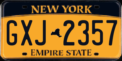 NY license plate GXJ2357