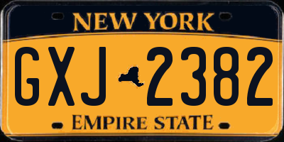 NY license plate GXJ2382