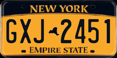 NY license plate GXJ2451