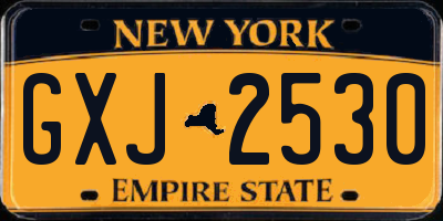 NY license plate GXJ2530