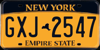 NY license plate GXJ2547