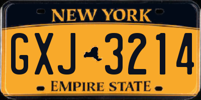 NY license plate GXJ3214