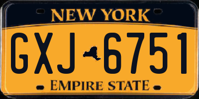 NY license plate GXJ6751