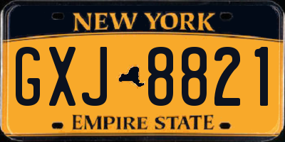 NY license plate GXJ8821