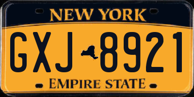 NY license plate GXJ8921