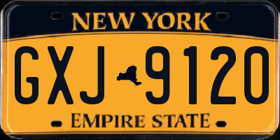 NY license plate GXJ9120