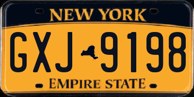NY license plate GXJ9198