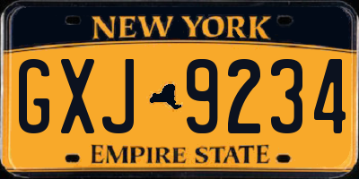 NY license plate GXJ9234
