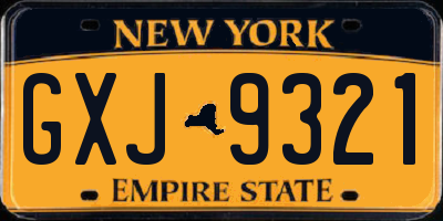 NY license plate GXJ9321