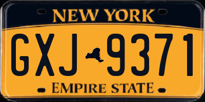 NY license plate GXJ9371
