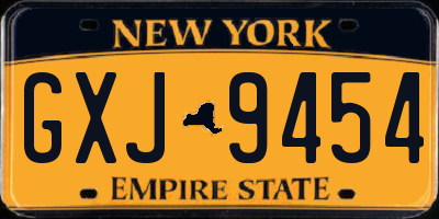 NY license plate GXJ9454