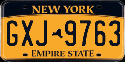 NY license plate GXJ9763