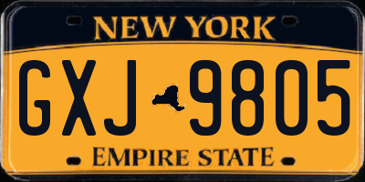 NY license plate GXJ9805