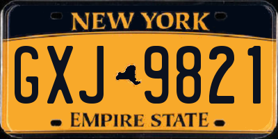 NY license plate GXJ9821