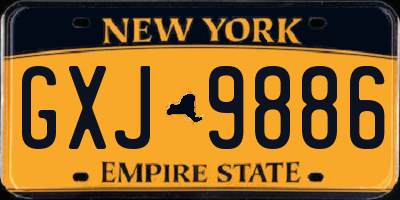 NY license plate GXJ9886