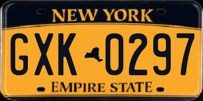 NY license plate GXK0297
