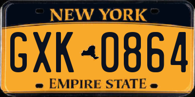 NY license plate GXK0864