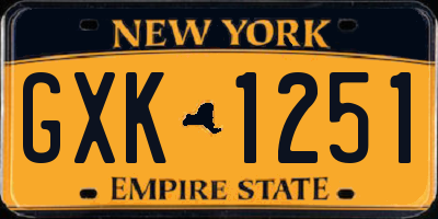 NY license plate GXK1251