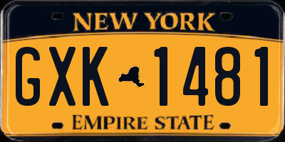 NY license plate GXK1481