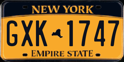 NY license plate GXK1747