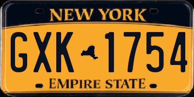 NY license plate GXK1754