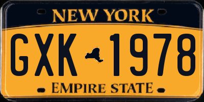 NY license plate GXK1978