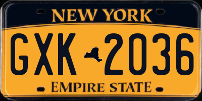 NY license plate GXK2036