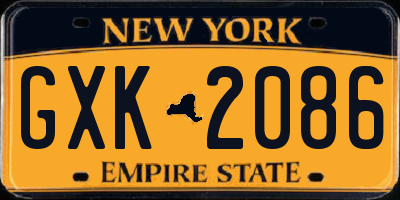 NY license plate GXK2086
