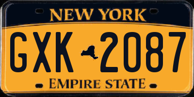 NY license plate GXK2087