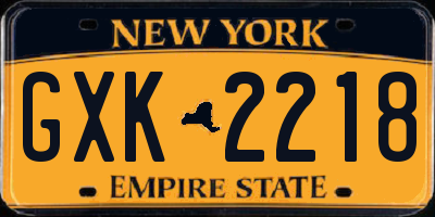 NY license plate GXK2218