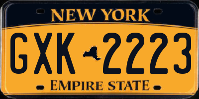 NY license plate GXK2223