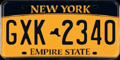 NY license plate GXK2340