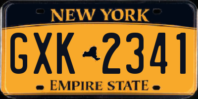 NY license plate GXK2341