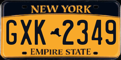 NY license plate GXK2349