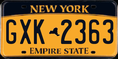 NY license plate GXK2363