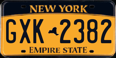 NY license plate GXK2382
