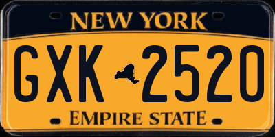 NY license plate GXK2520