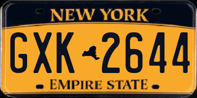 NY license plate GXK2644