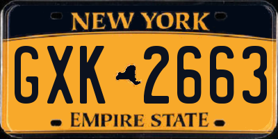 NY license plate GXK2663