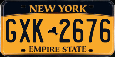 NY license plate GXK2676