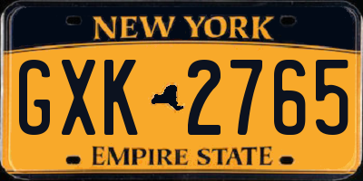NY license plate GXK2765