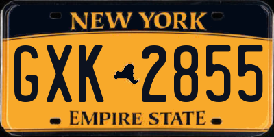NY license plate GXK2855