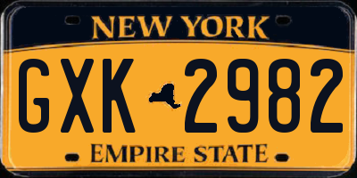 NY license plate GXK2982