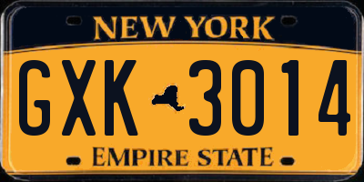 NY license plate GXK3014