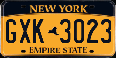 NY license plate GXK3023