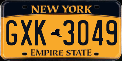 NY license plate GXK3049