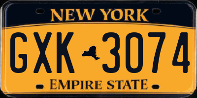 NY license plate GXK3074
