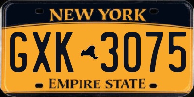 NY license plate GXK3075