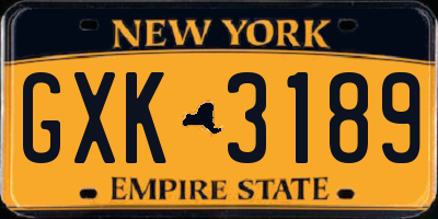 NY license plate GXK3189
